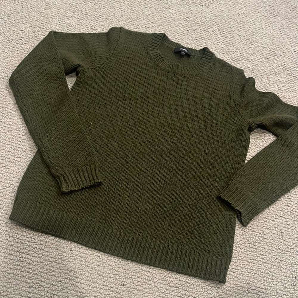 Theory Olive Green Crew Neck Sweater